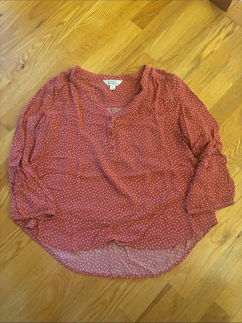 Market & Spruce Prat Henley 3/4 Sleeve Blouse (Size XL)